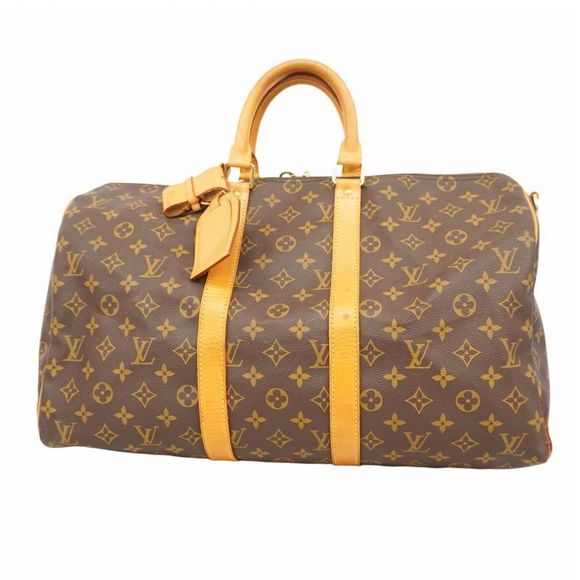 Louis Vuitton Boston Bag Monogram Keepall Bandoliere 45 M41418 Brown Men Women - Picture 1 of 10